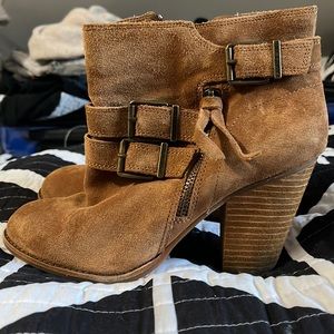 Brown suede booties